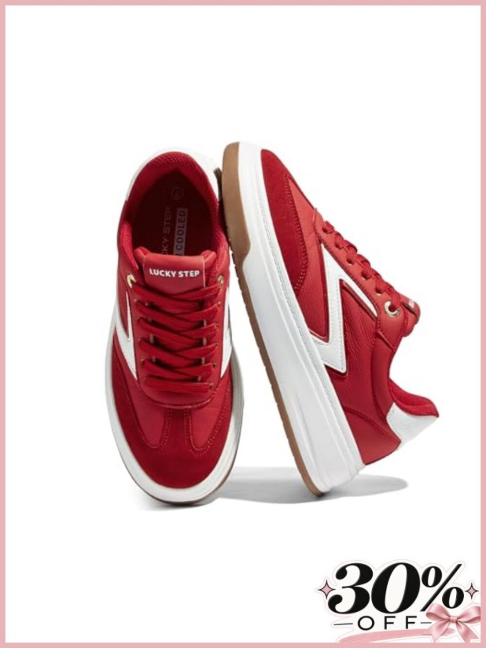 Faux Leather Platform Sneakers Retro Chunky Walking Shoes